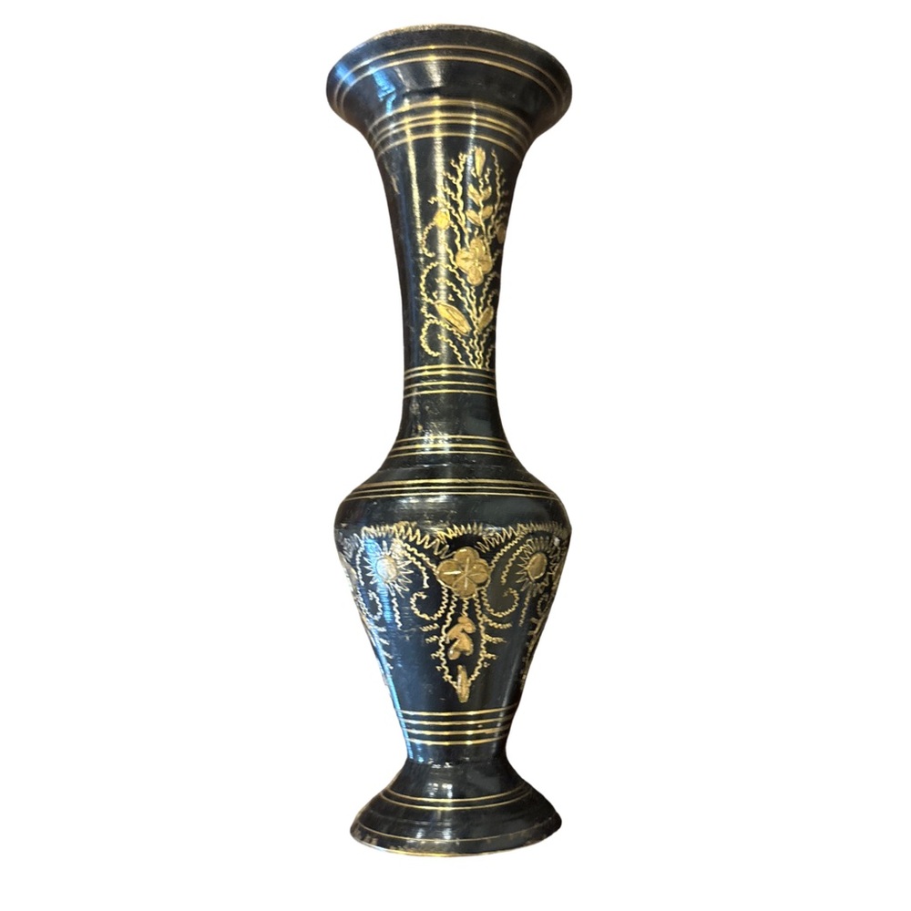 Vintage Etched Bud Vase 8" Made In India ~ Thanks For Looking!!!